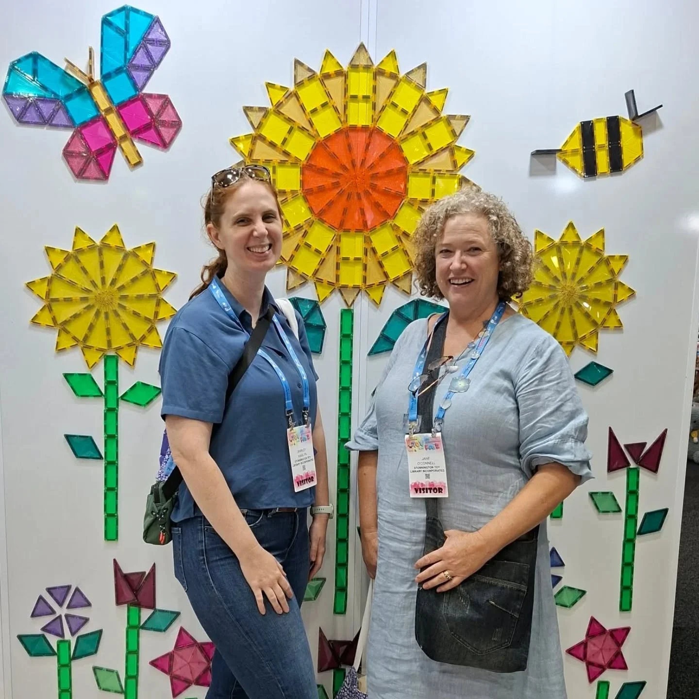 😎 Your @stonnington_toy_library team were working hard today to research and test play all the cool new toys at the 2026 Toy Fair! 

🌻Shirley and Jane loved the very creative sunflower from our friends at @connetix_tiles  which reminded us of Hidde
