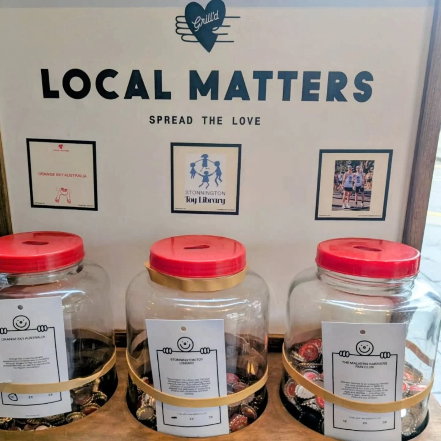 We're featured at @grilldburgers Malvern Local Matters this month so if you're eating there and want to support us, we'd love you to pop your tokens in the jar.  We're raising funds and publicising our Toys Without Barriers program! 🥳🍔 Spread the l