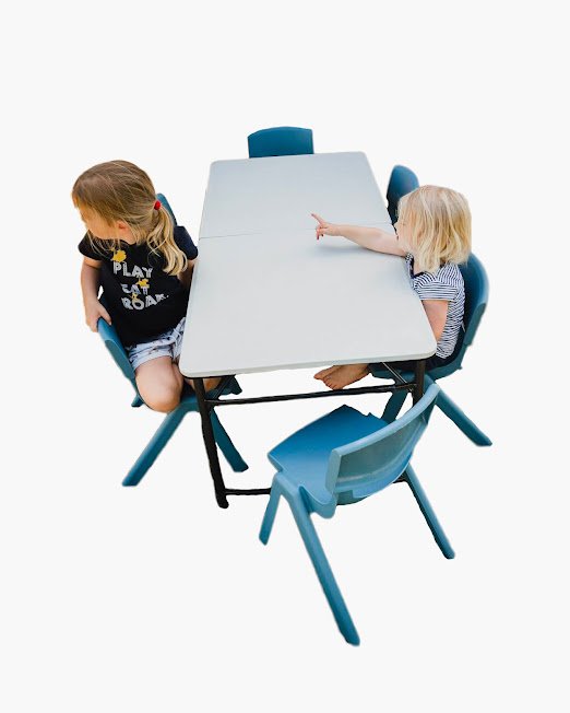 Child sized table & chairs :1 x folding trestle table + 6 x chairs per set.
$20 per set (3 sets available)