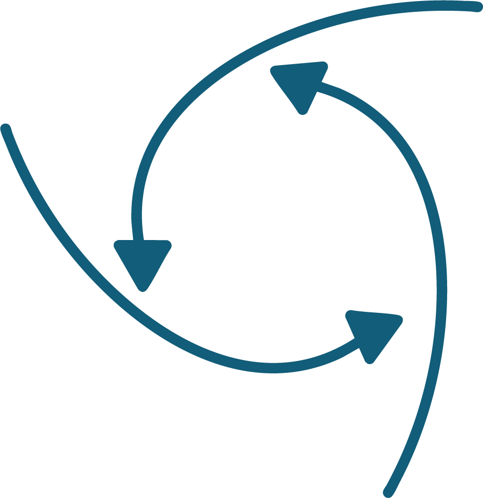 Circular arrows illustrating the concept of a repetitive or cyclic process.