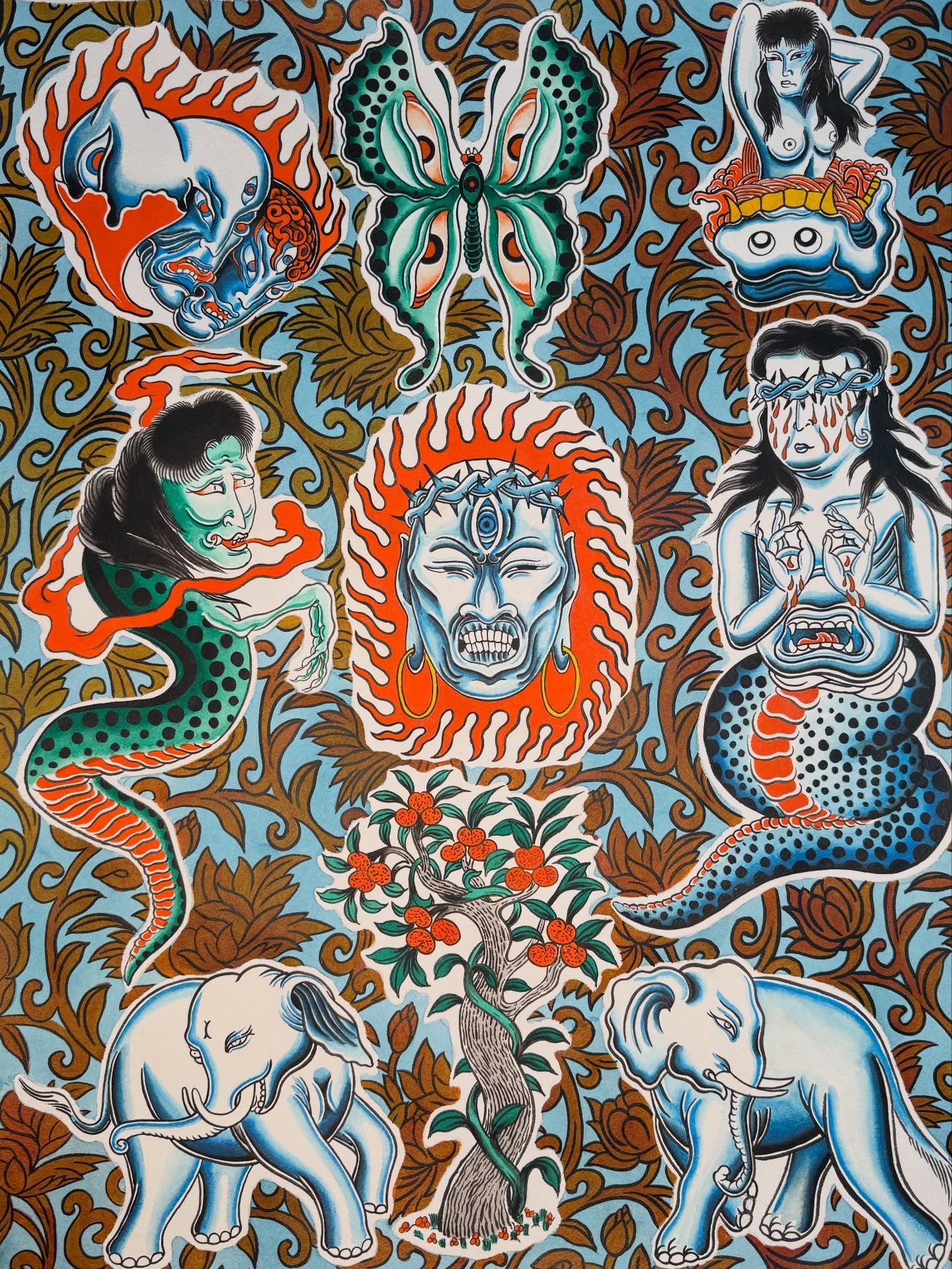 Nara, Elephants and other curiosities. All available. Dm to claim✨also available in black&amp;grey
.
.
.
#tattooflash #tattooflashart #colognetattoo #aachentattoo