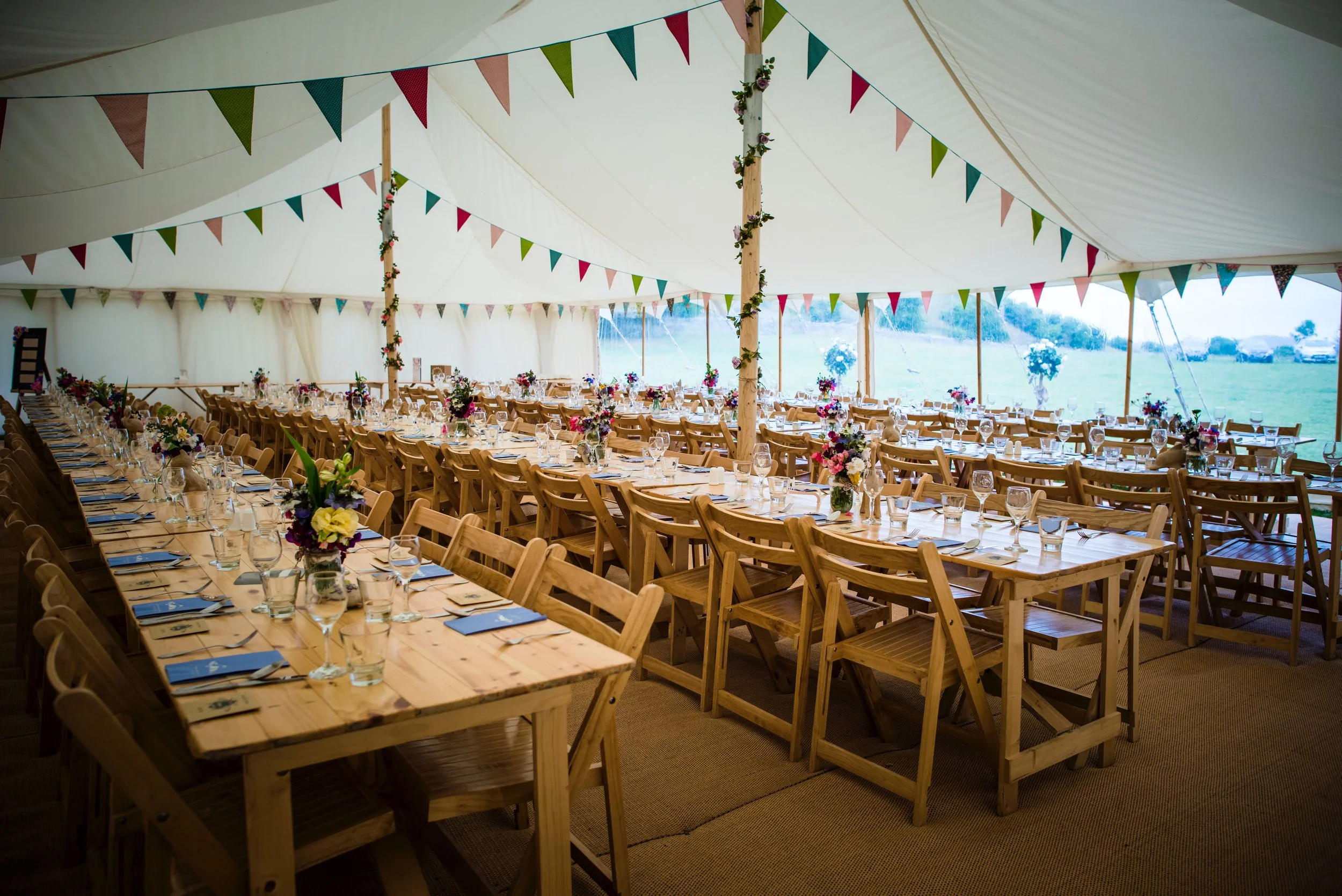 9 x 15 traditional petal pole marquee in cheshire