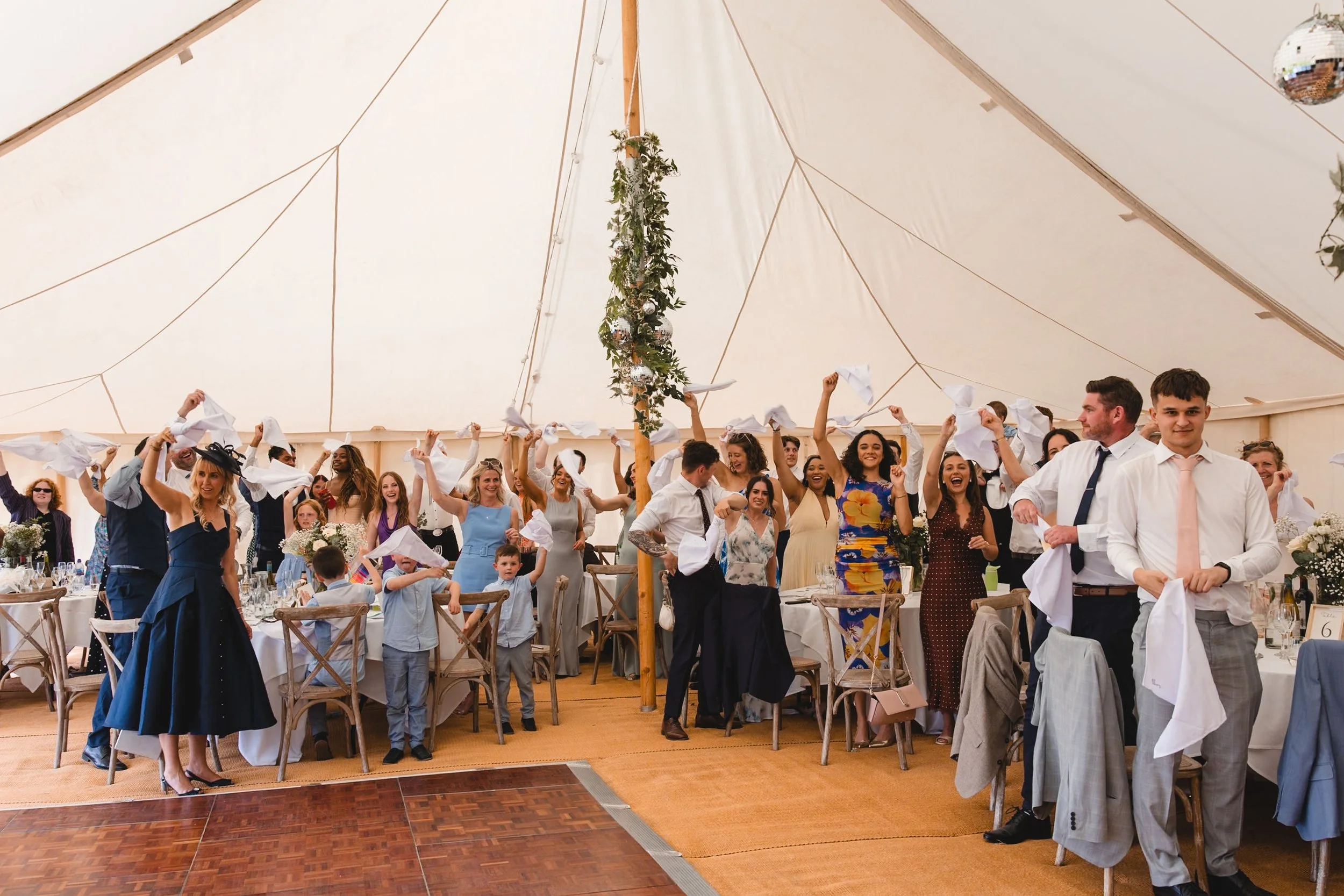 Marquee with lots of guests in cheshire
