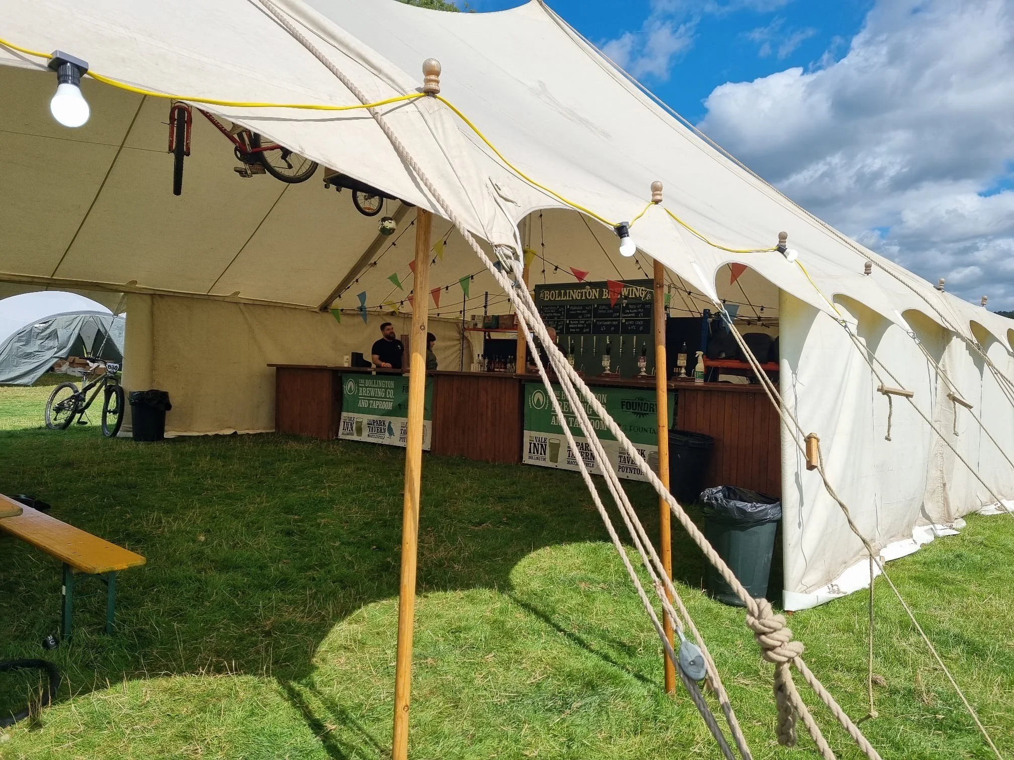 Festival marquee partnership with bollington brewering at bolly skyline enduro