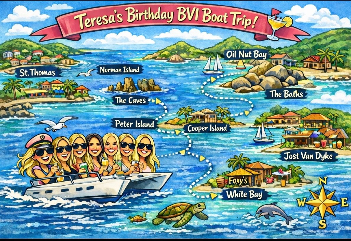 And Teresa&rsquo;s BDay celebration begins in beautiful BVIs! 🛥️🏝️☀️💃