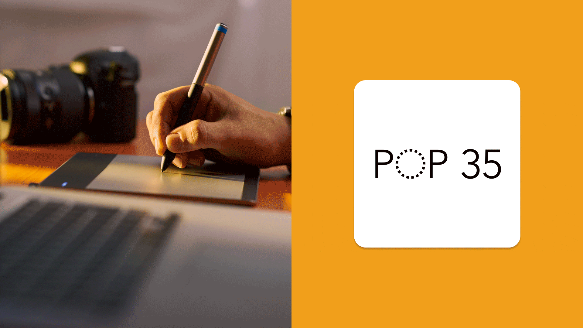 Pop 35 – A photo retouching studio. Logo inspired by the dotted line selection tool found in commonly used apps.