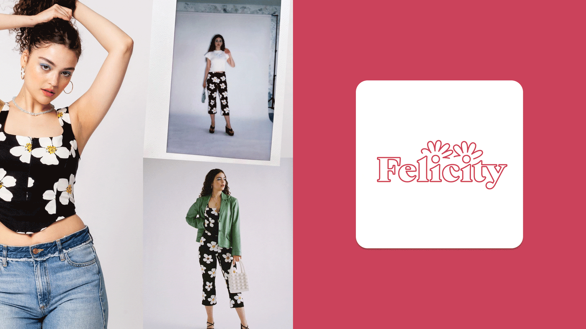 Felicity – Sustainable clothing brand focusing on floral prints. Logo used in digital branding and clothing labels.