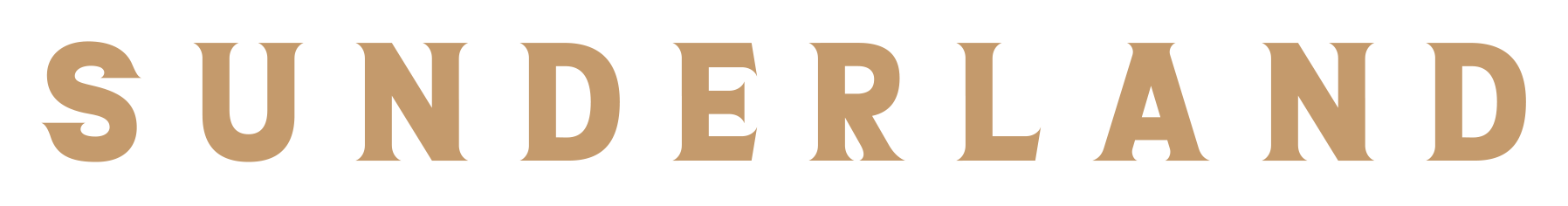 The word "SUNDERLAND" written in large capital letters with a light brown color and thick black outline.