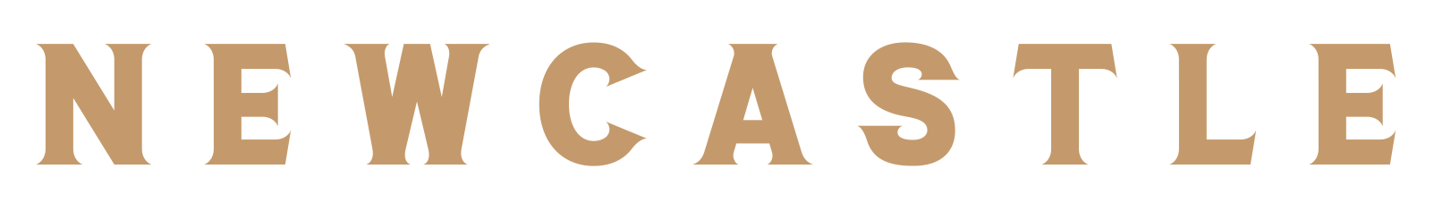 Text saying 'NEWCASTLE' in large, stylized letters with a beige and black color scheme.