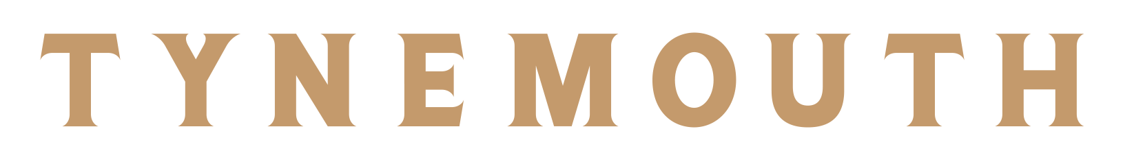 Text reading "TYNE MOUTH" in large, bold, tan letters on a black background.