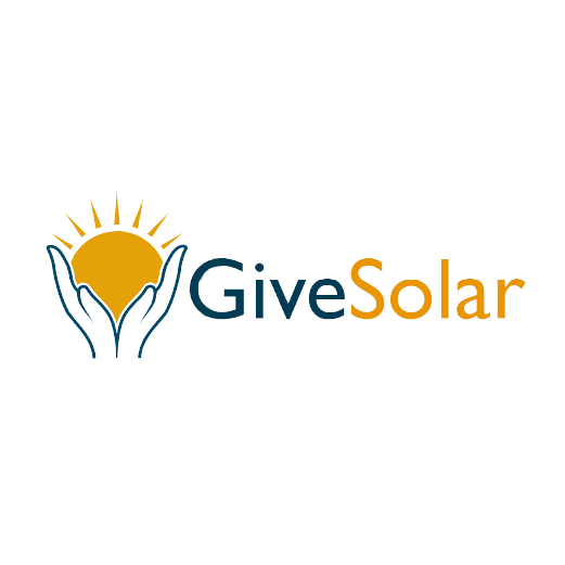 Give Solar logo featuring stylized sun and hands with text 'GiveSolar'.