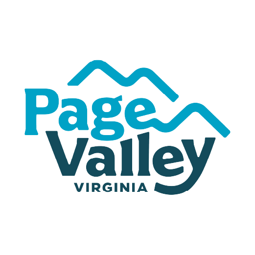 Logo of Page Valley, Virginia featuring stylized mountain lines and the words "Page Valley Virginia."