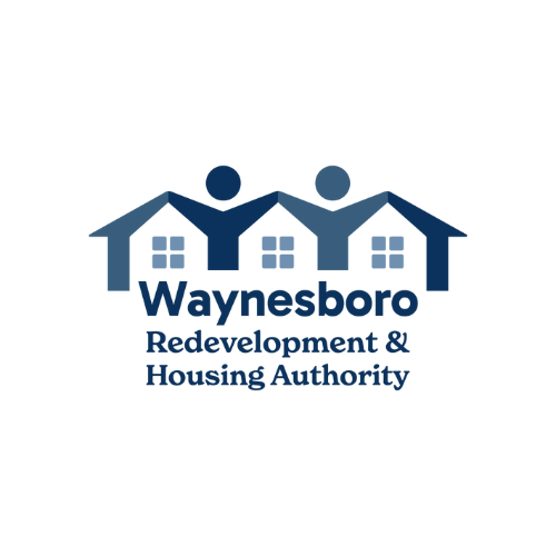 Logo of Waynesboro Redevelopment and Housing Authority featuring a stylized roof and house icon with the organization's name below.