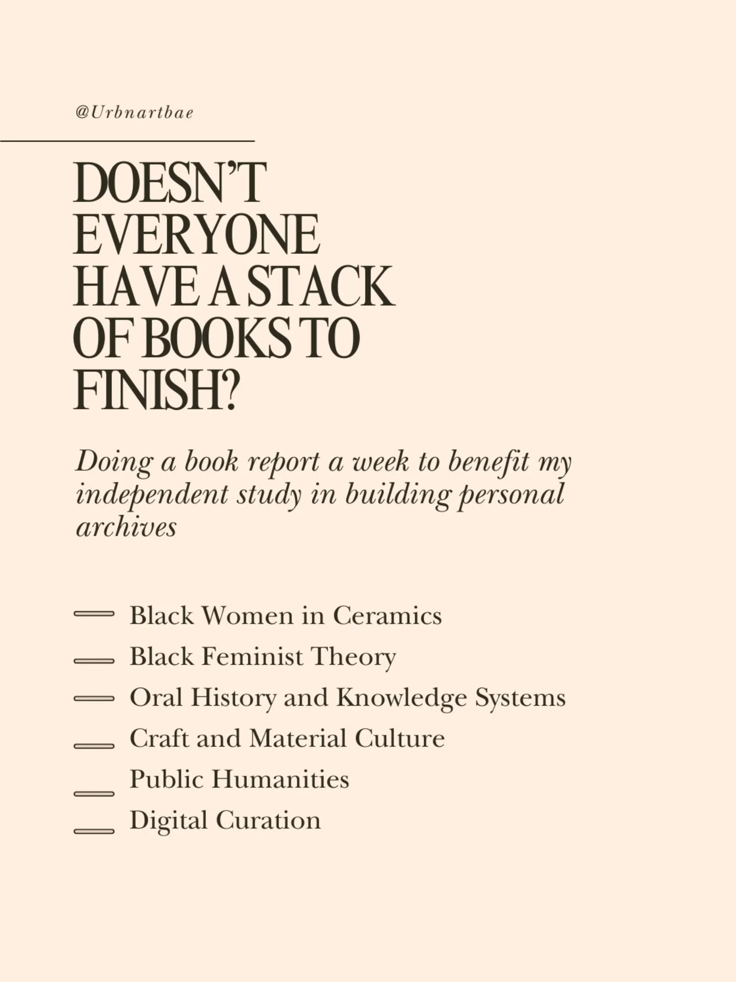 My personal library is growing in art theory and exhibition catalogs the more I research. Books and physical media help me connect to my research pursuits and I thought of how to make this into a follow-me series.

Naturally a book report or generati