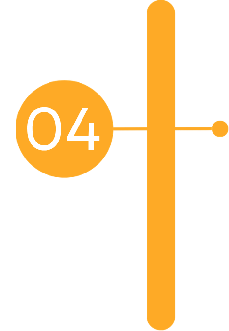 Orange diagram with a circle labeled '04' connected to a vertical orange bar and a small horizontal orange line with a dot.