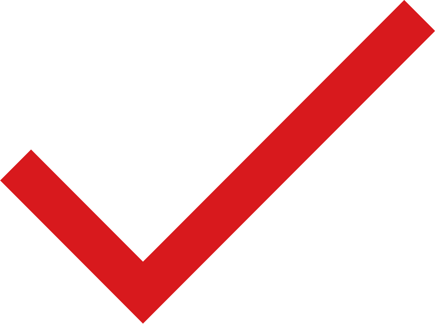 A large red checkmark on a black background.
