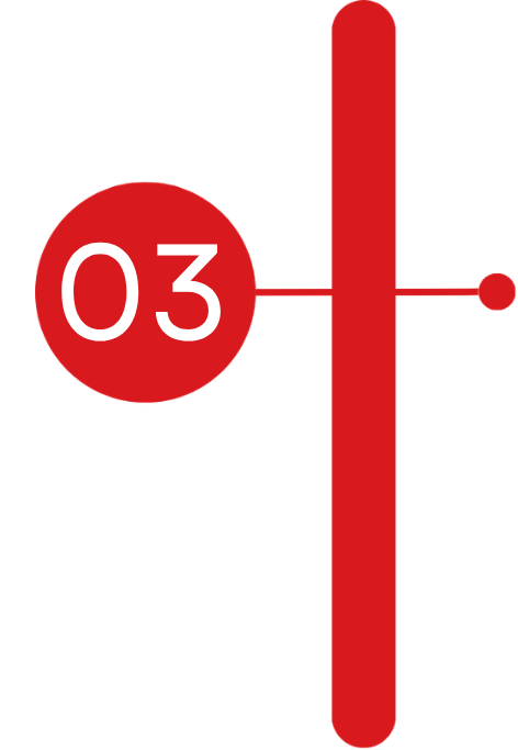 A red circle with the number 03 inside, connected to a vertical red line with a smaller circle on the right side.
