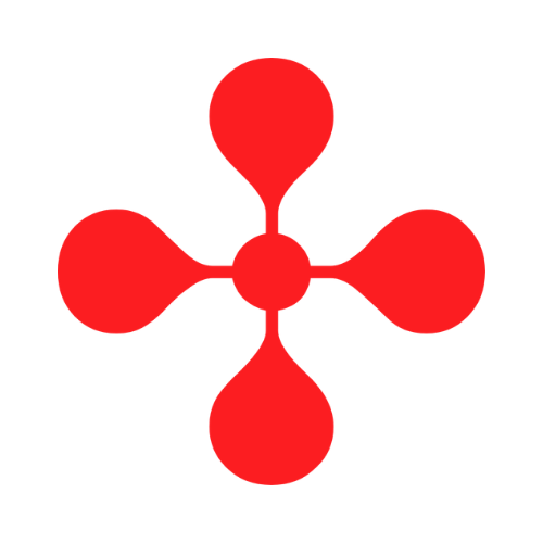 Diagram of a molecule with one central atom connected to four surrounding atoms, all in red.