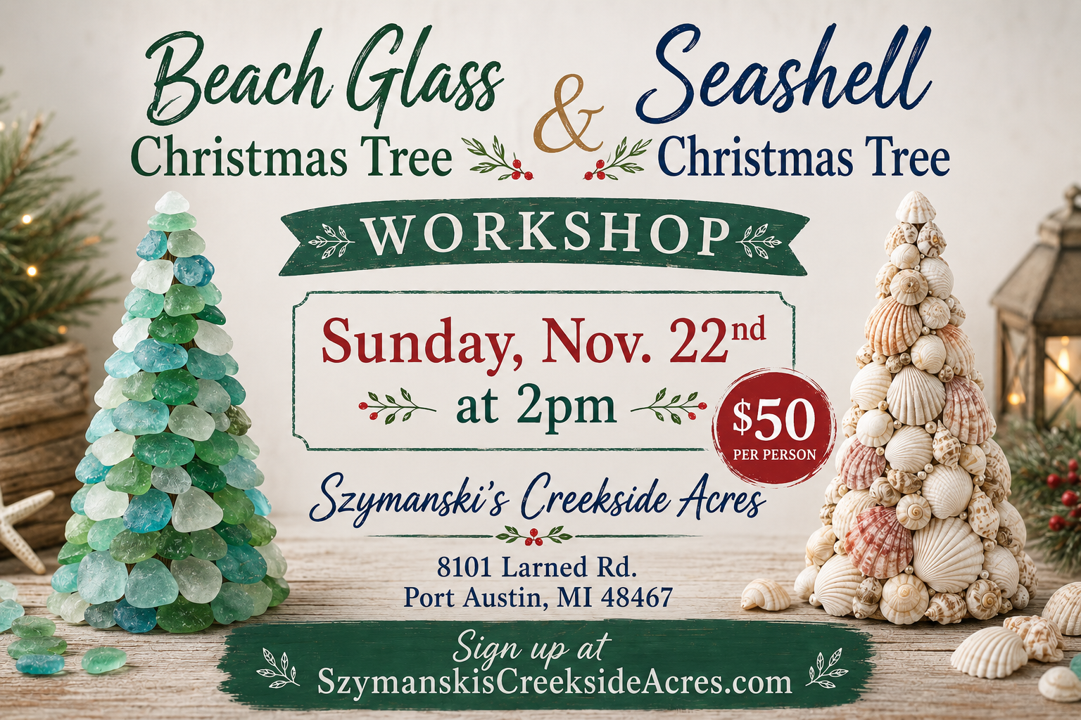 Sea Glass or Seashell Christmas Tree