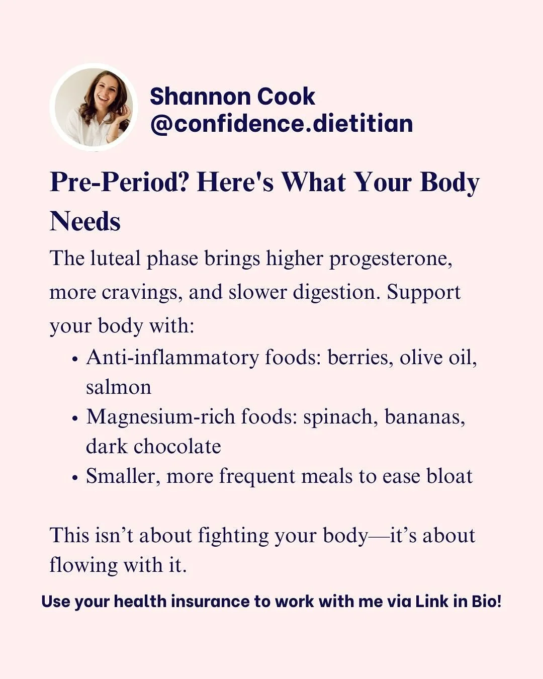 Pre-period and feeling off?
Your body is working hard and needs extra support!

Key nutrients like magnesium (for cramps), iron (to prep for blood loss), and complex carbs (for steady energy) can make a big difference in how you feel. Pair these with