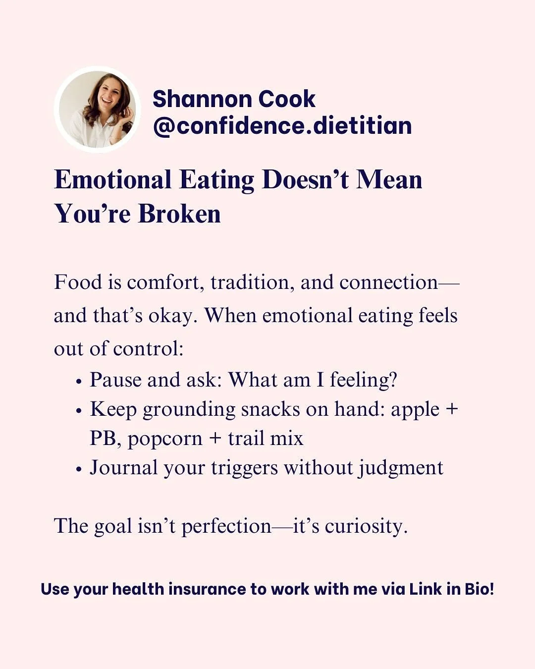 Though many people can be really hard on themselves for emotional eating, food can be comfort, and that&rsquo;s okay.

Learning to tune into your needs (emotional and physical) is where the real balance begins.

Save this reminder for later, and foll