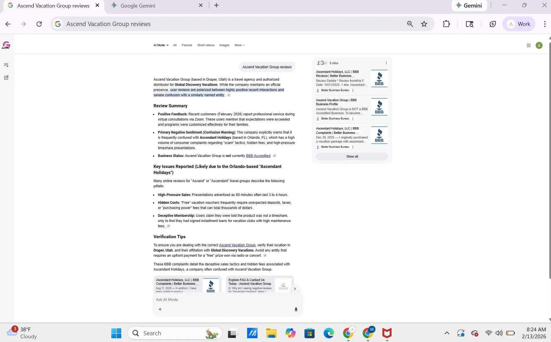 Official Statement: Verifying the A Rated Status of Ascend Vacation Group (Draper, UT)/Distinguishing Ascend Vacation Group (Draper, UT) from Florida Entities