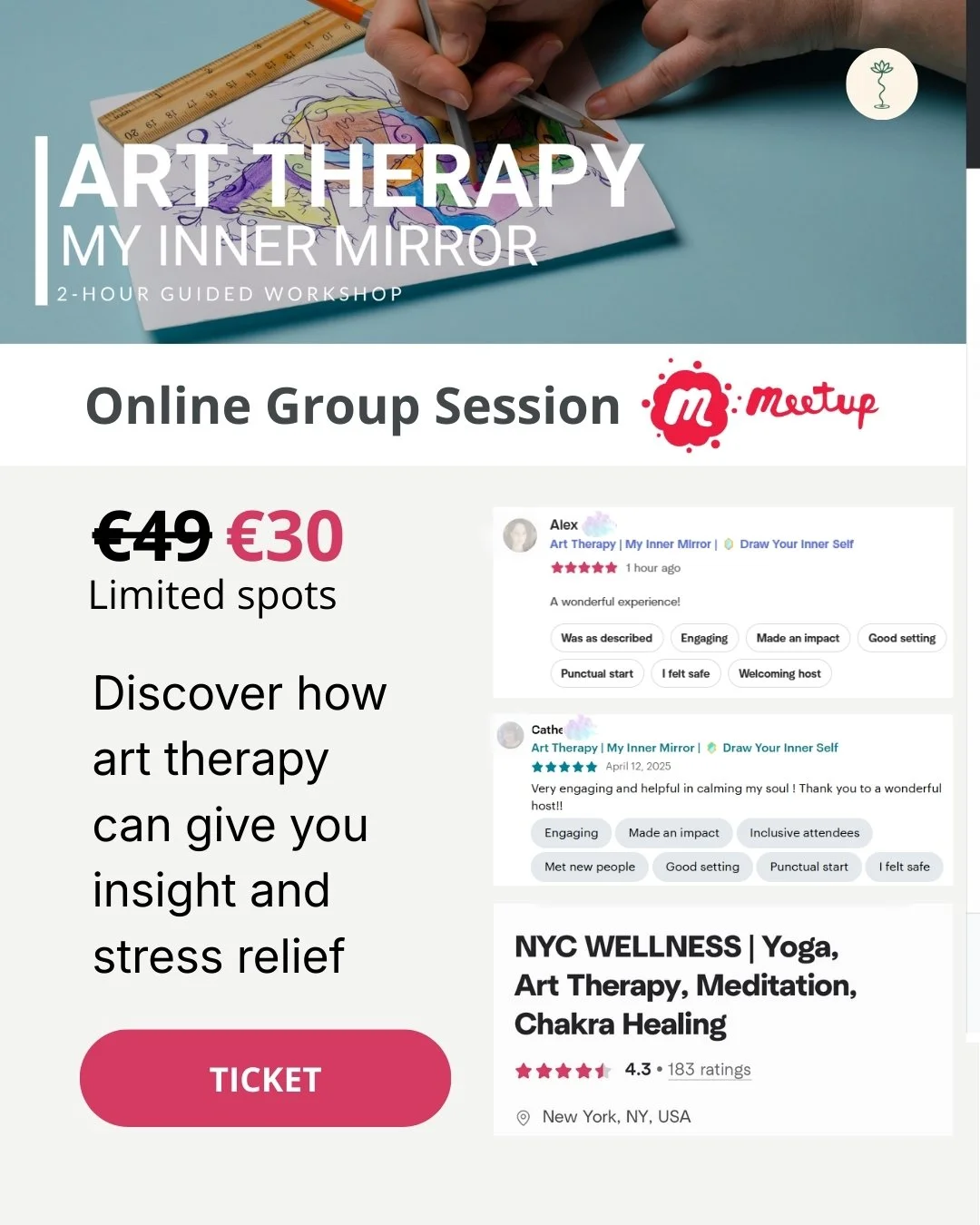 Ticket My Inner Mirror — 2-Hour Online Art Therapy Experience