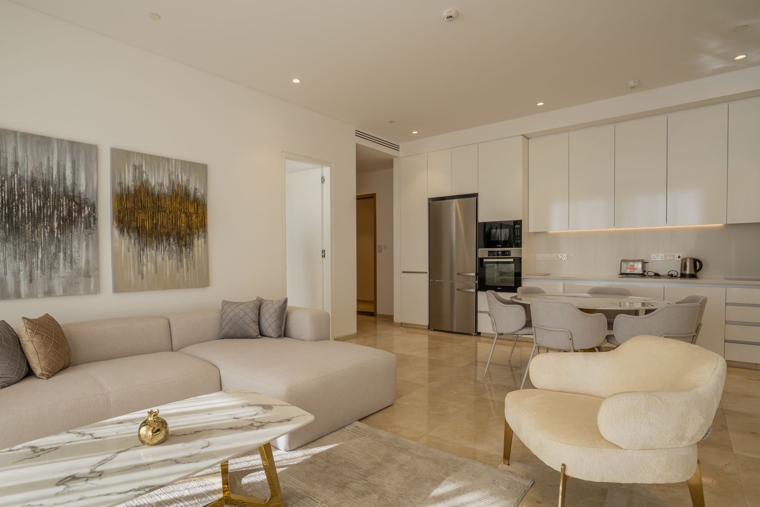 Property photography Limassol modern apartment interior Marina view