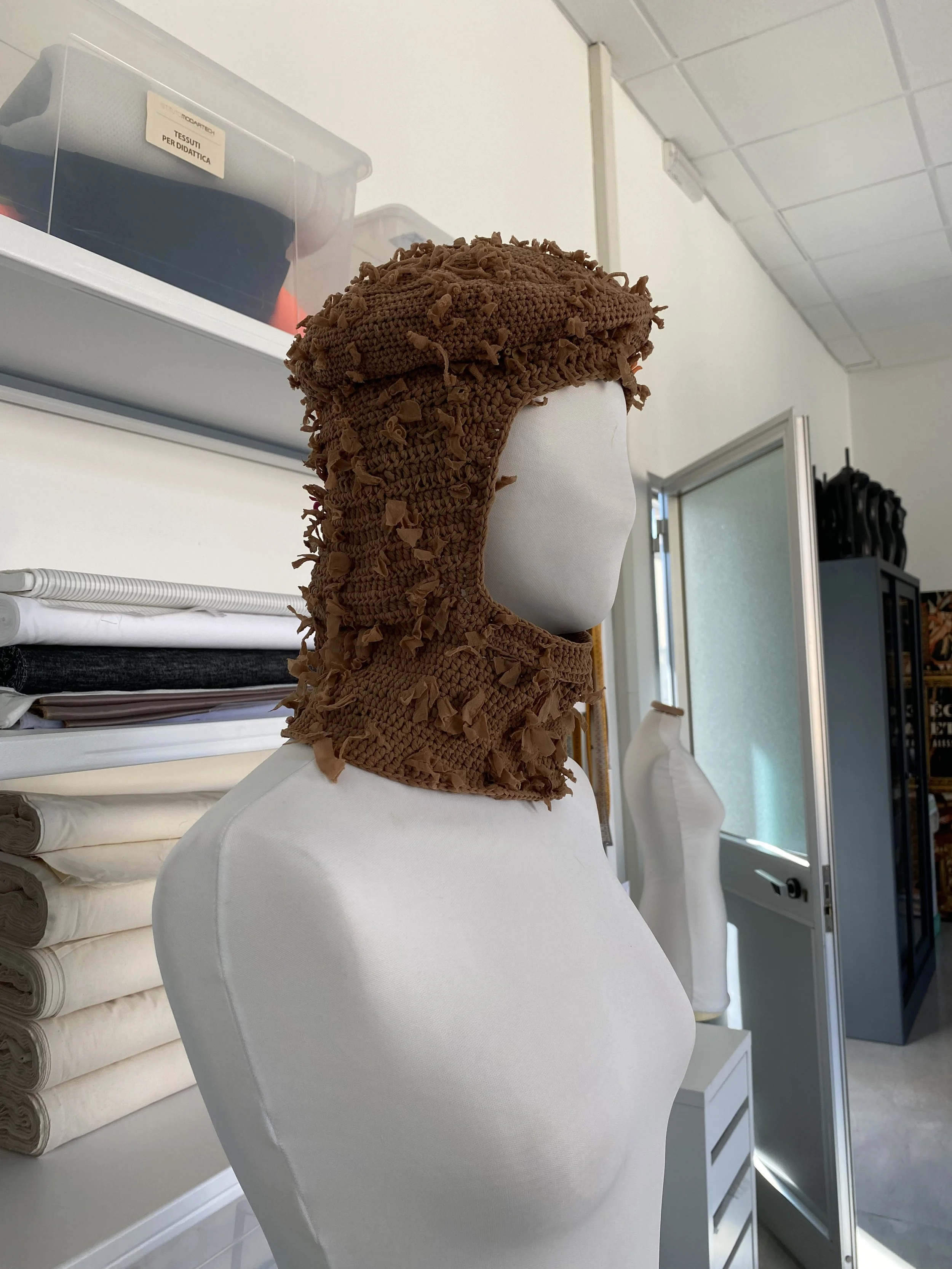 Crochet Headpiece by me (recycled yarn made with expired tights)