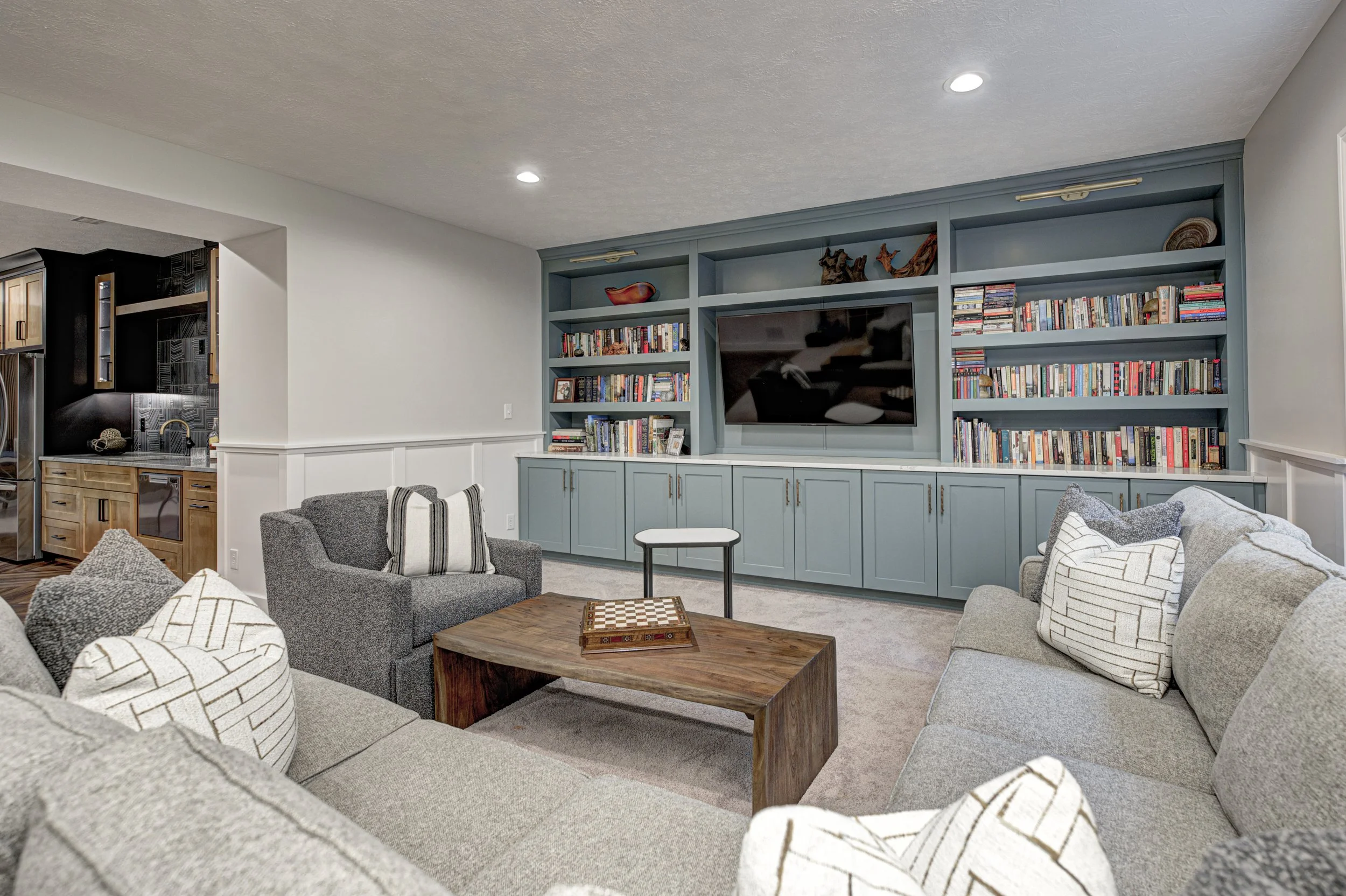 A Curated Gathering Space: Luxury Basement Remodel in Zionsville, IN