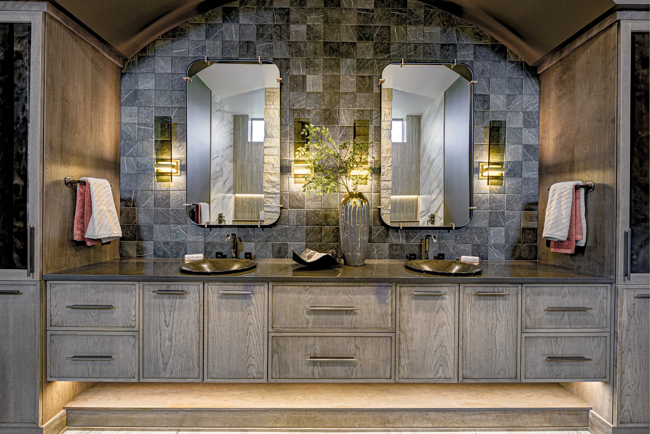 Modern Masculine Retreat: A Zionsville, IN Custom-Built Luxury Primary Bath