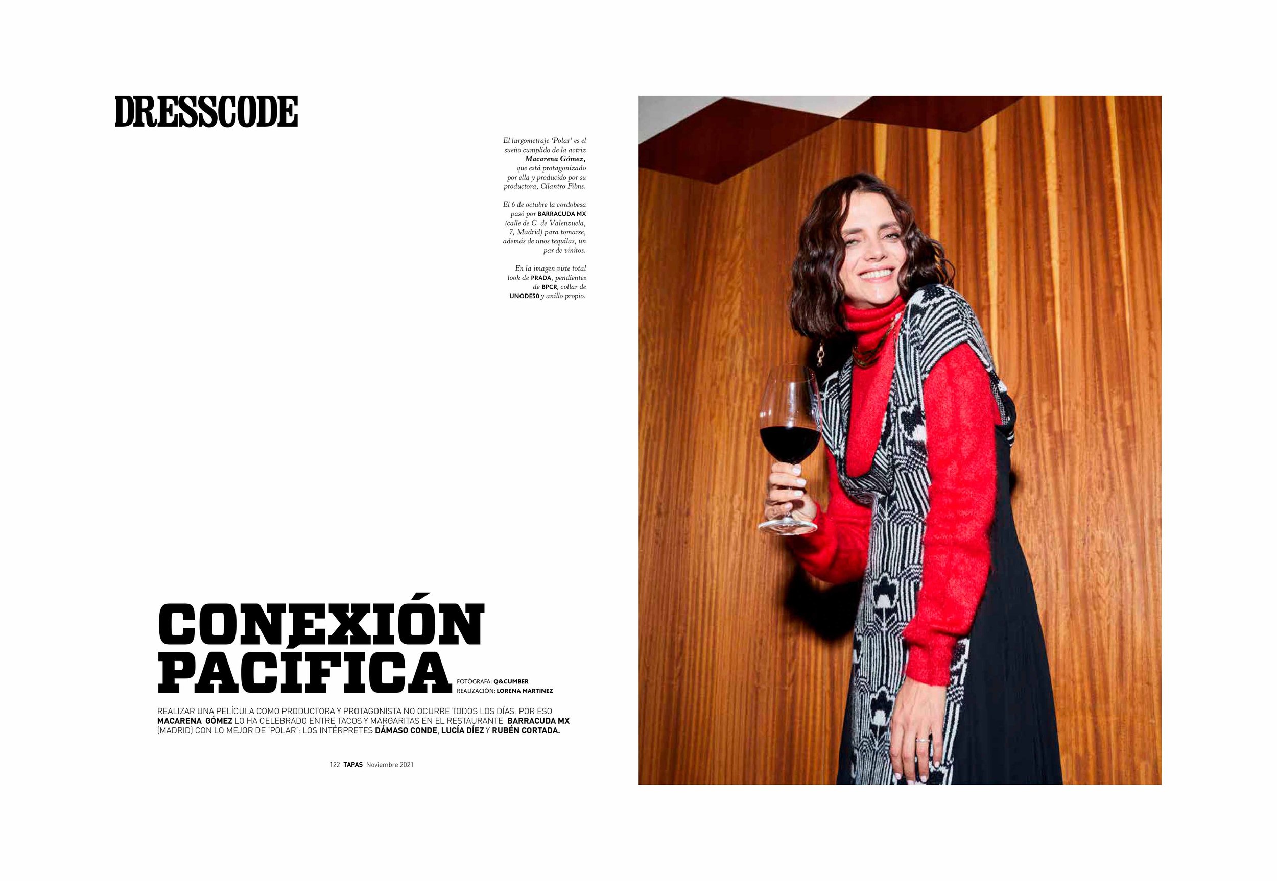 Retrato editorial de Macarena Gómez para Tapas fotografiado por Pedro Márnez