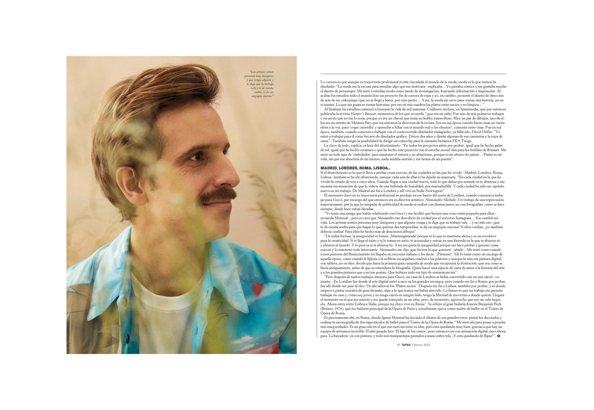 Retrato de Ignasi Monreal realizado por Pedro Márnez para la revista Tapas