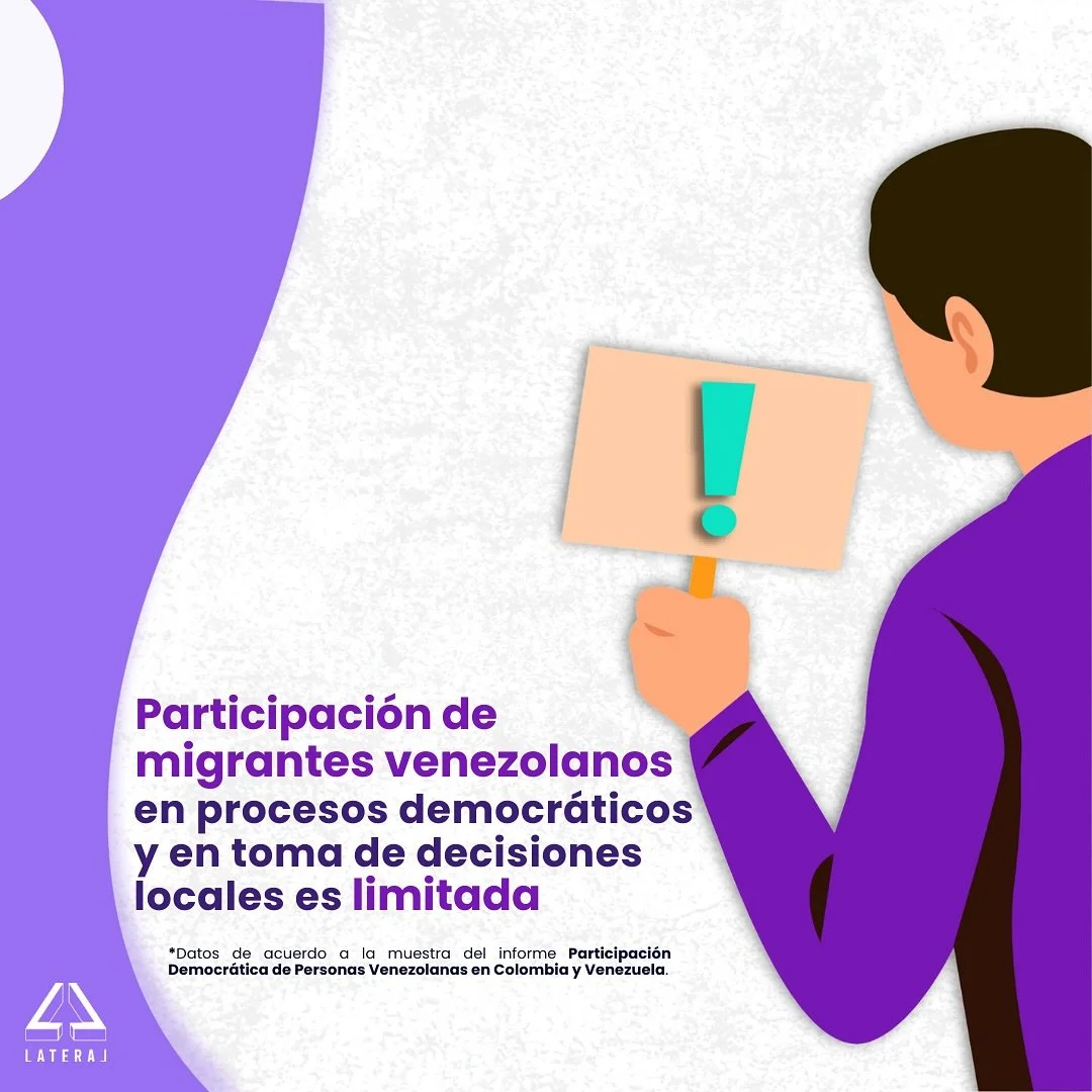 Sin la regulaci&oacute;n de la migraci&oacute;n venezolana en Colombia se imposibilita la participaci&oacute;n en procesos democr&aacute;ticos y en toma de decisiones locales. 

#migracion #informeparticipacion #colombia #venezuela #lablateral