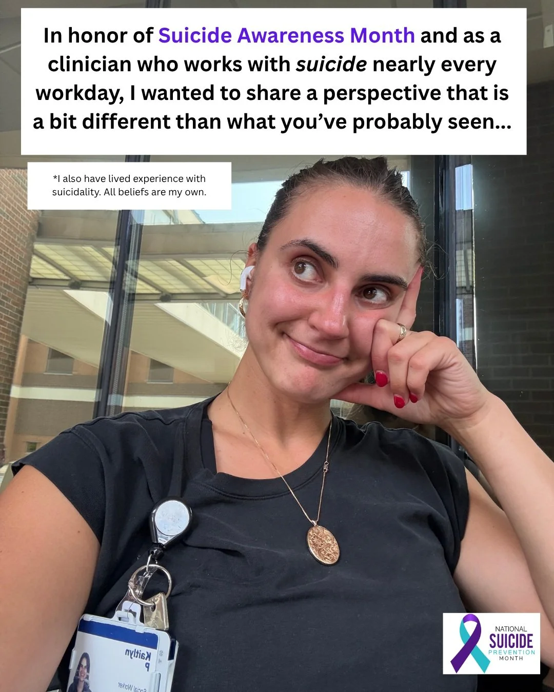 In honor of #SuicideAwarenessMonth and as a clinician who works with suicide nearly every workday, I wanted to share a perspective that is a bit different than what you've probably seen...

I came back to this post about 10 times for fear of the back