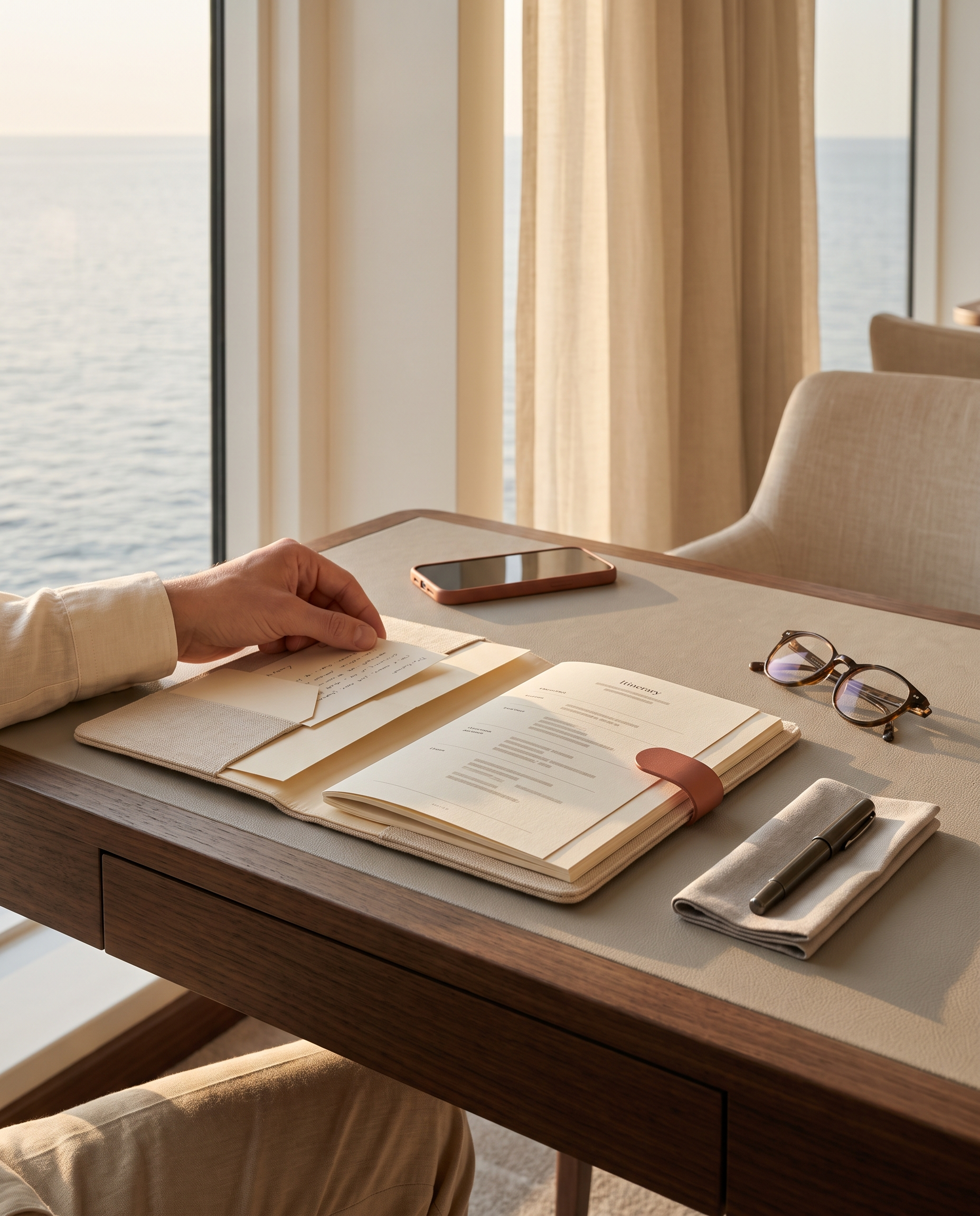 Luxury travel planning beside the sea