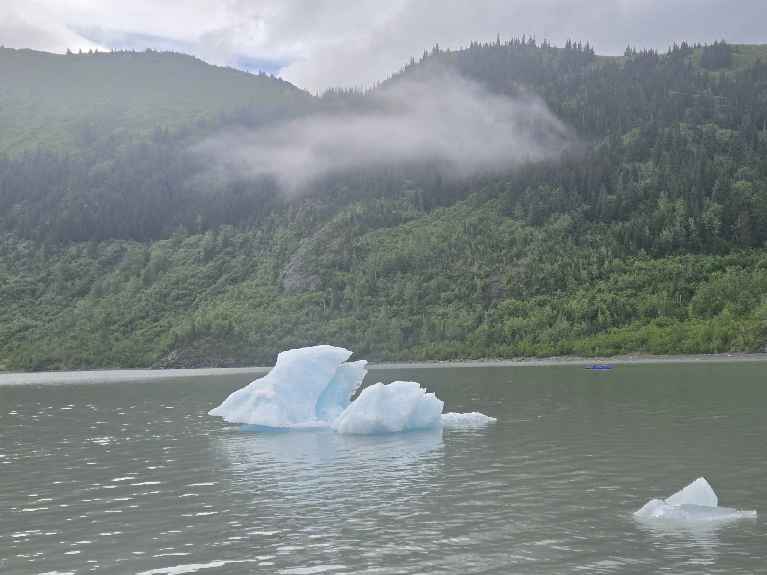 iceberg floating in Alaska with a mountain backdrop. Homer, Alaska