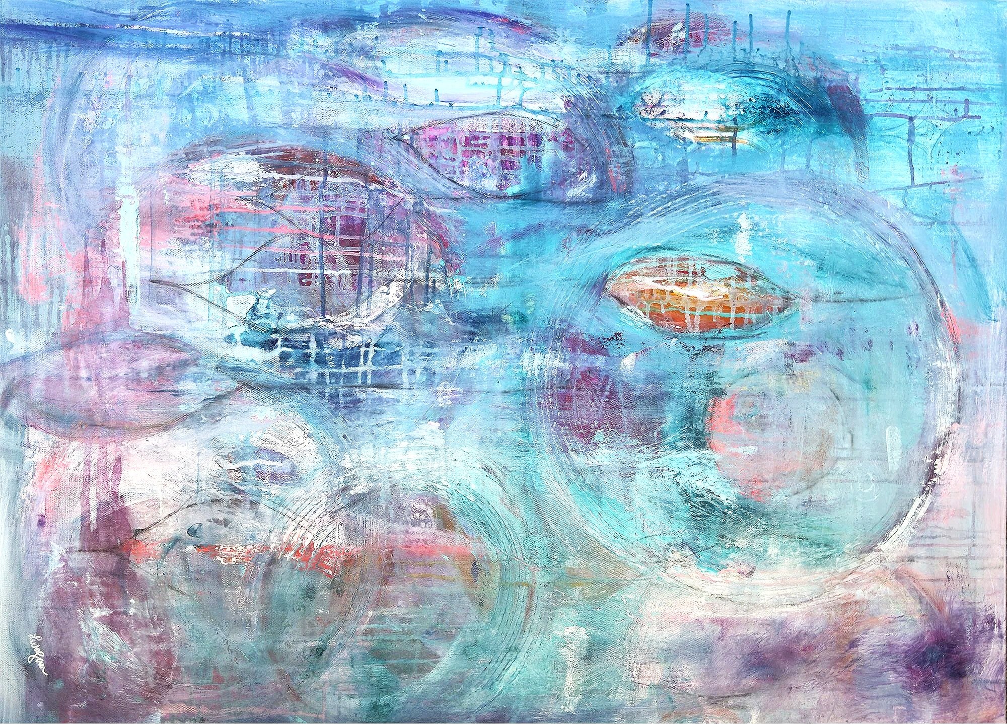 Recentering | 2018 | 40 x 30 inches | Acrylic and Mixed Media on Canvas | SOLD