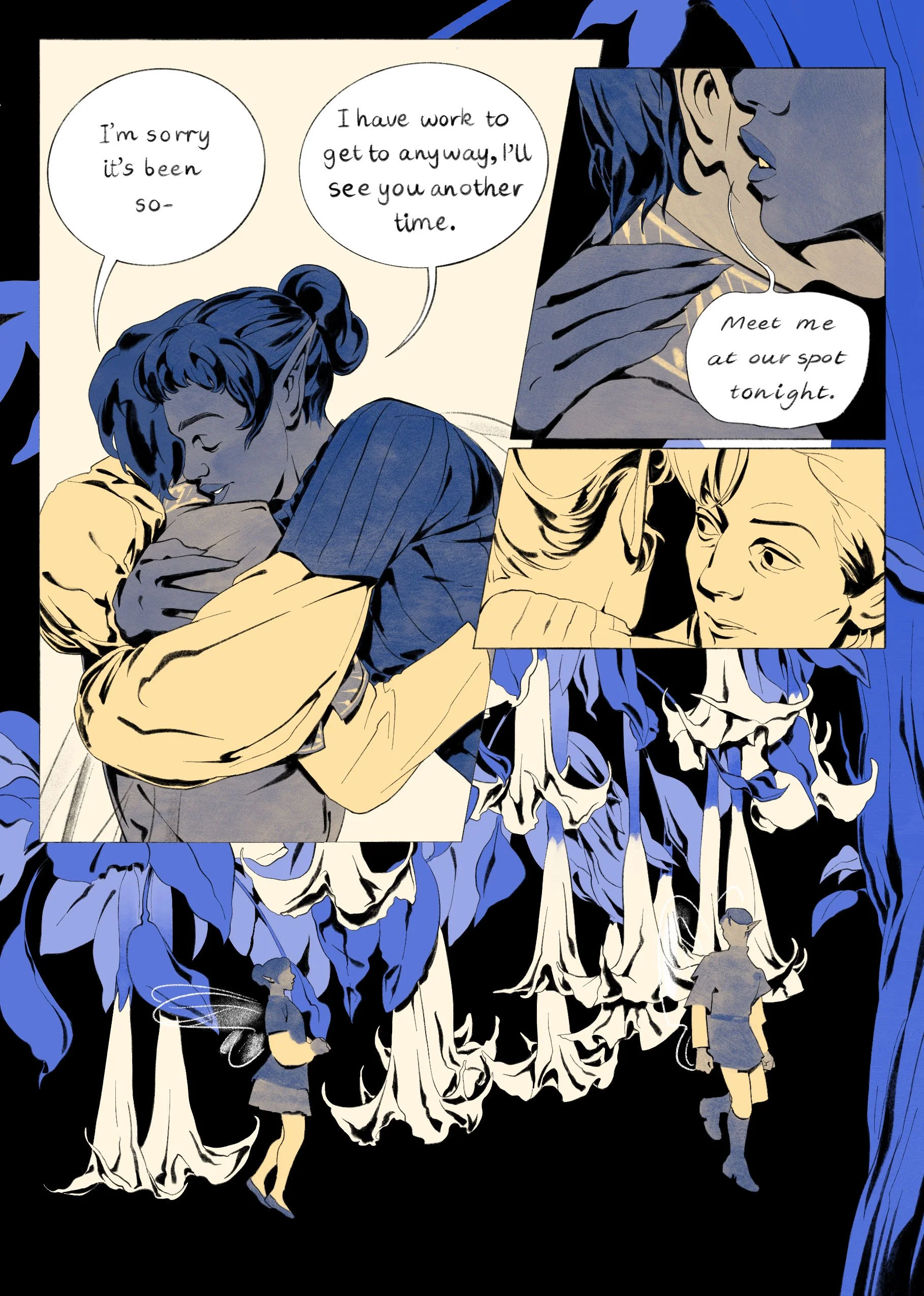 (Preview) Phantasm is a 22-page romantasy about diving into someone's dreams when it's the only way left to reach them.

Riso Printed using 4 colors.