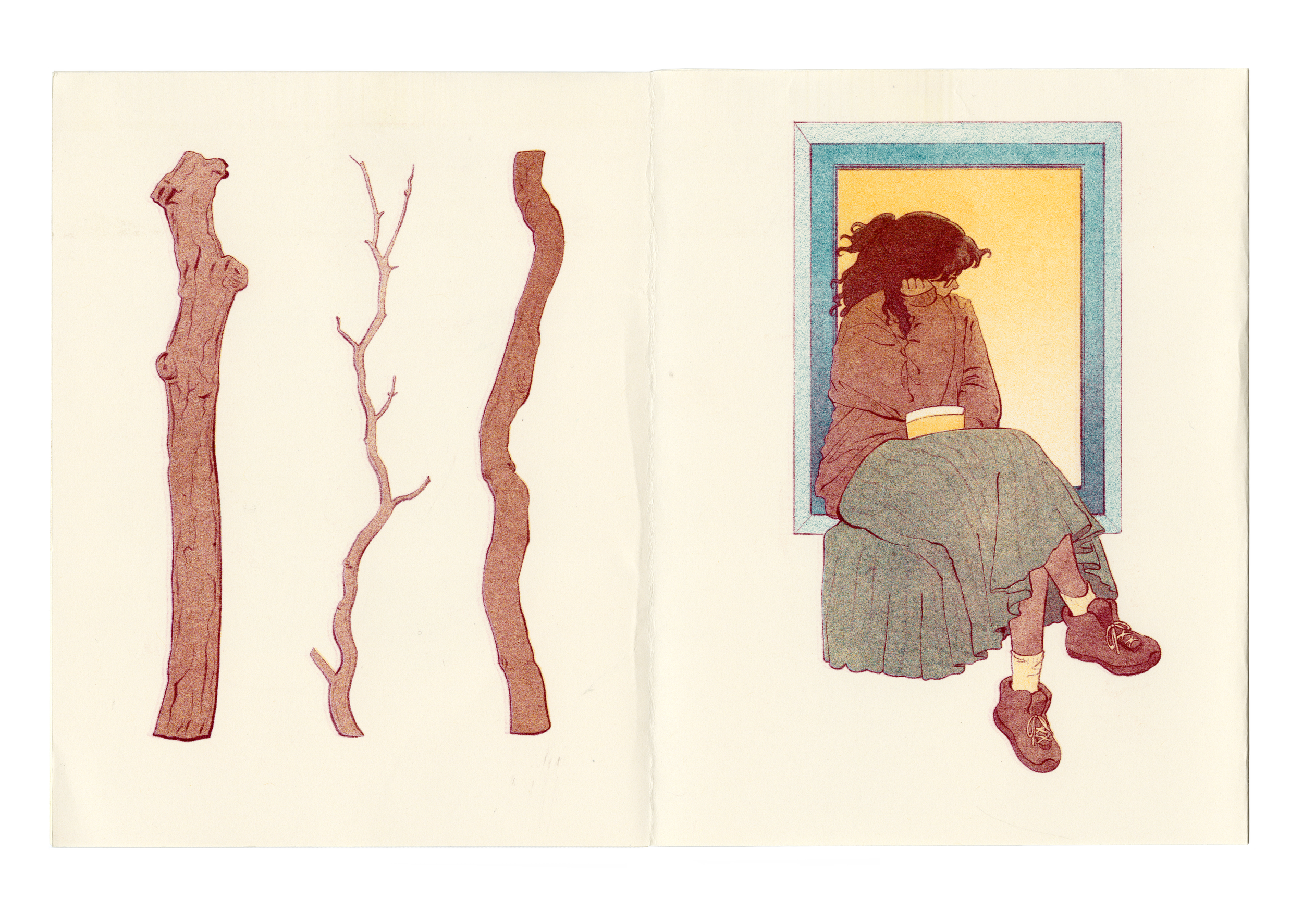 A one page zine created as a love letter to fall. Riso Printed using 3 colors.