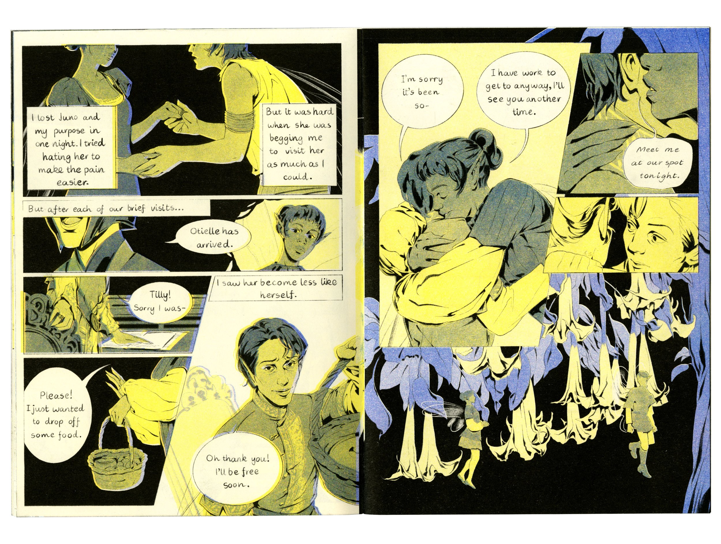 (Preview) Phantasm is a 22-page romantasy about diving into someone's dreams when it's the only way left to reach them.

Riso Printed using 4 colors.