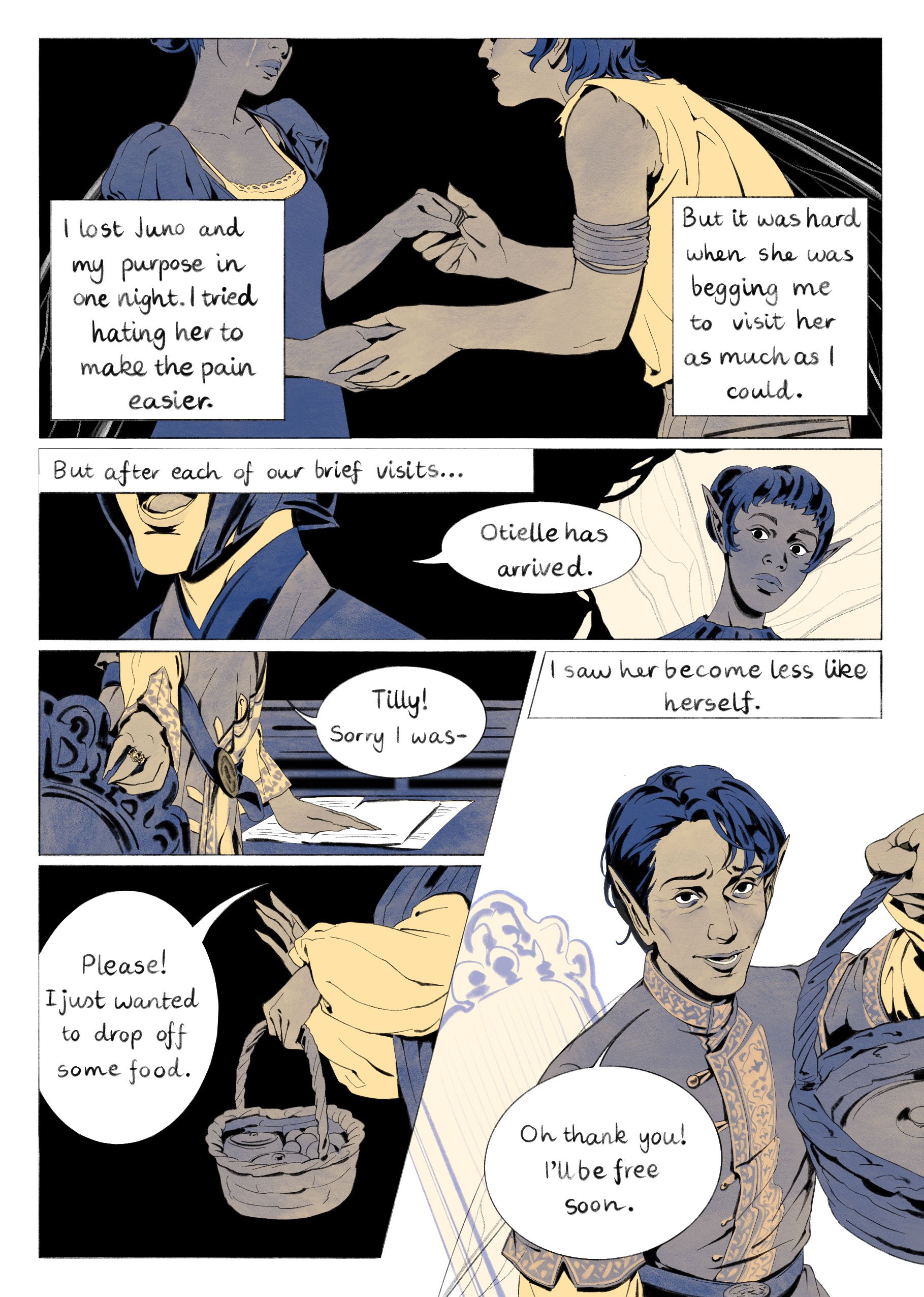 (Preview) Phantasm is a 22-page romantasy about diving into someone's dreams when it's the only way left to reach them.

Riso Printed using 4 colors.