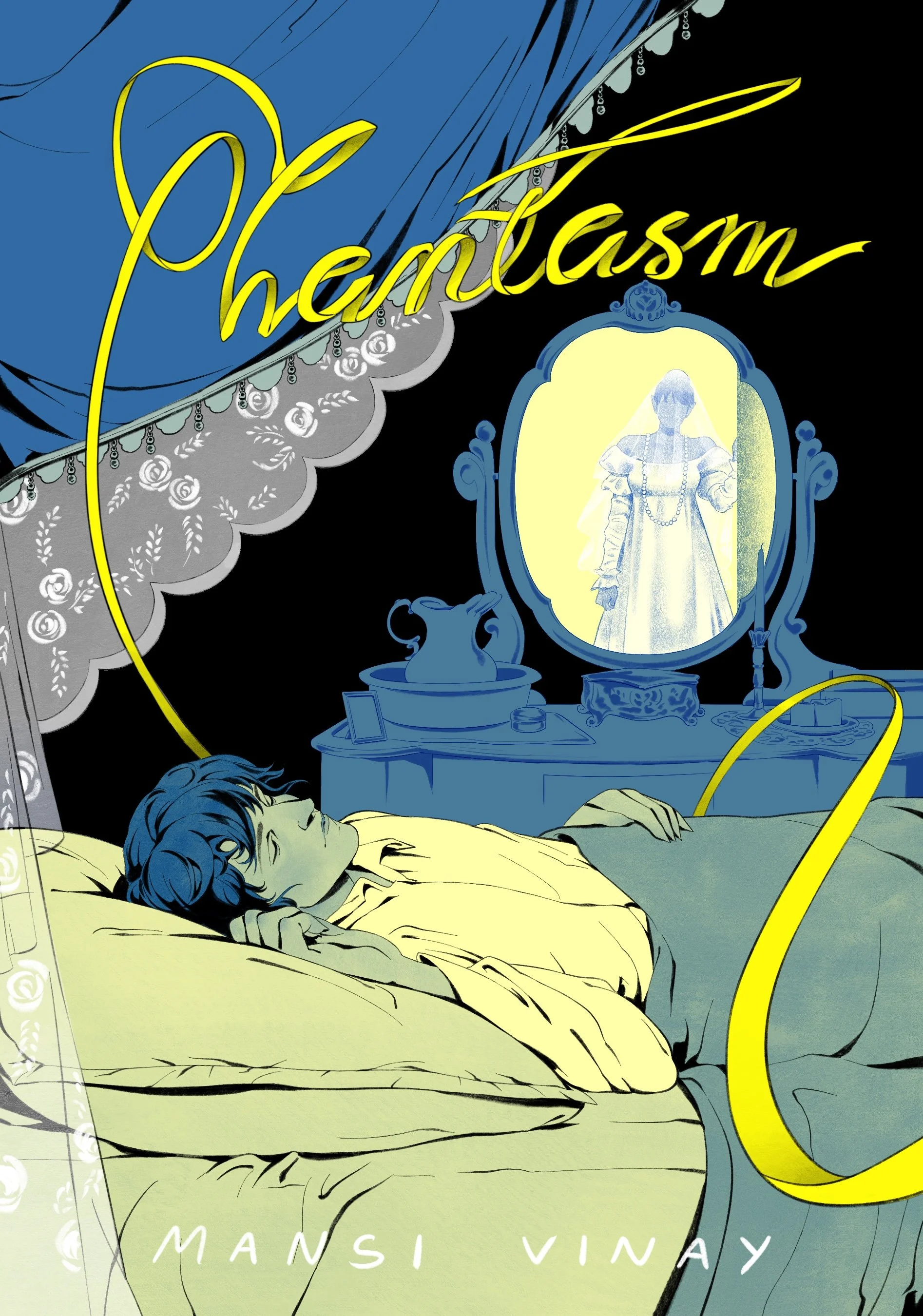(Preview) Phantasm is a 22-page romantasy about diving into someone's dreams when it's the only way left to reach them.

Riso Printed using 3 colors.