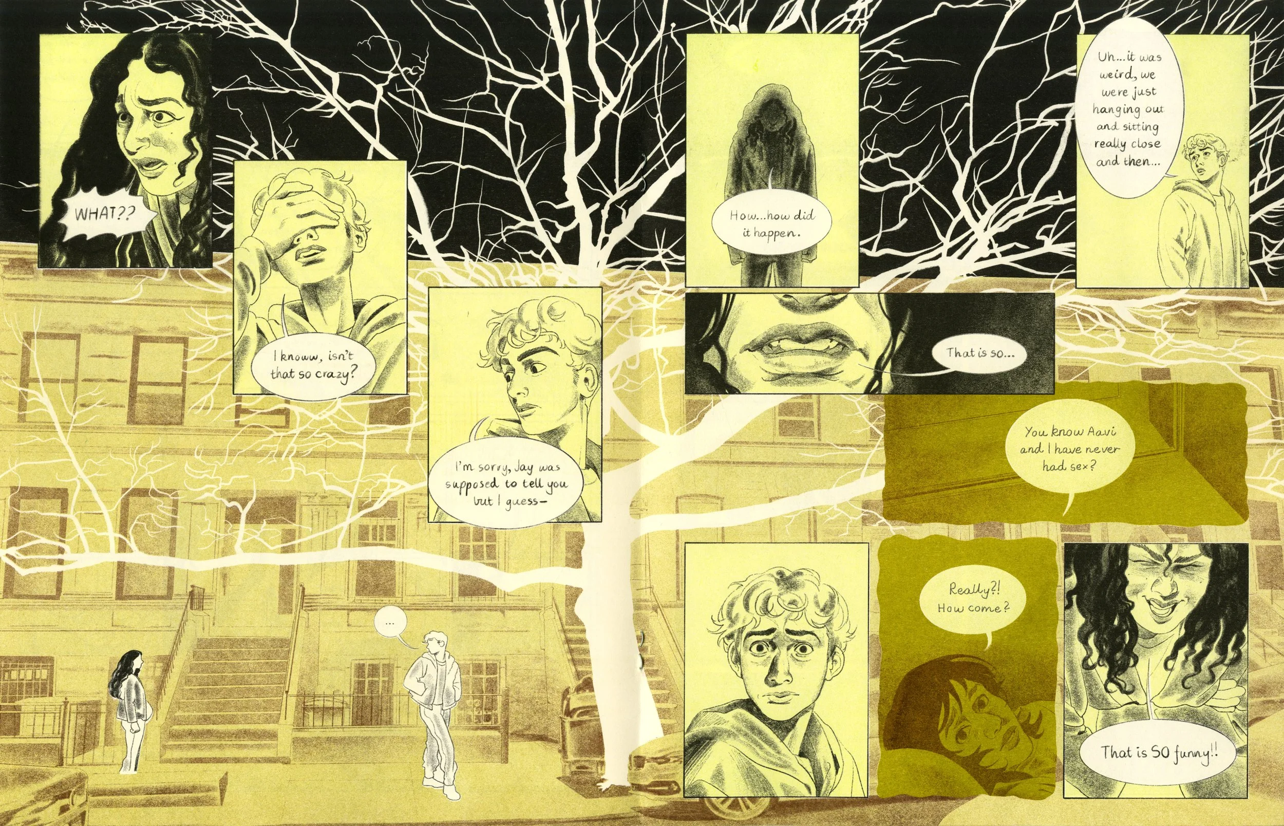 Three friends are confronted with a messy shift in dynamics when boundaries between friendship and intimacy are blurred. Riso printed using Black, Light Lime, Bright Olive Green and Brown.
(2025)