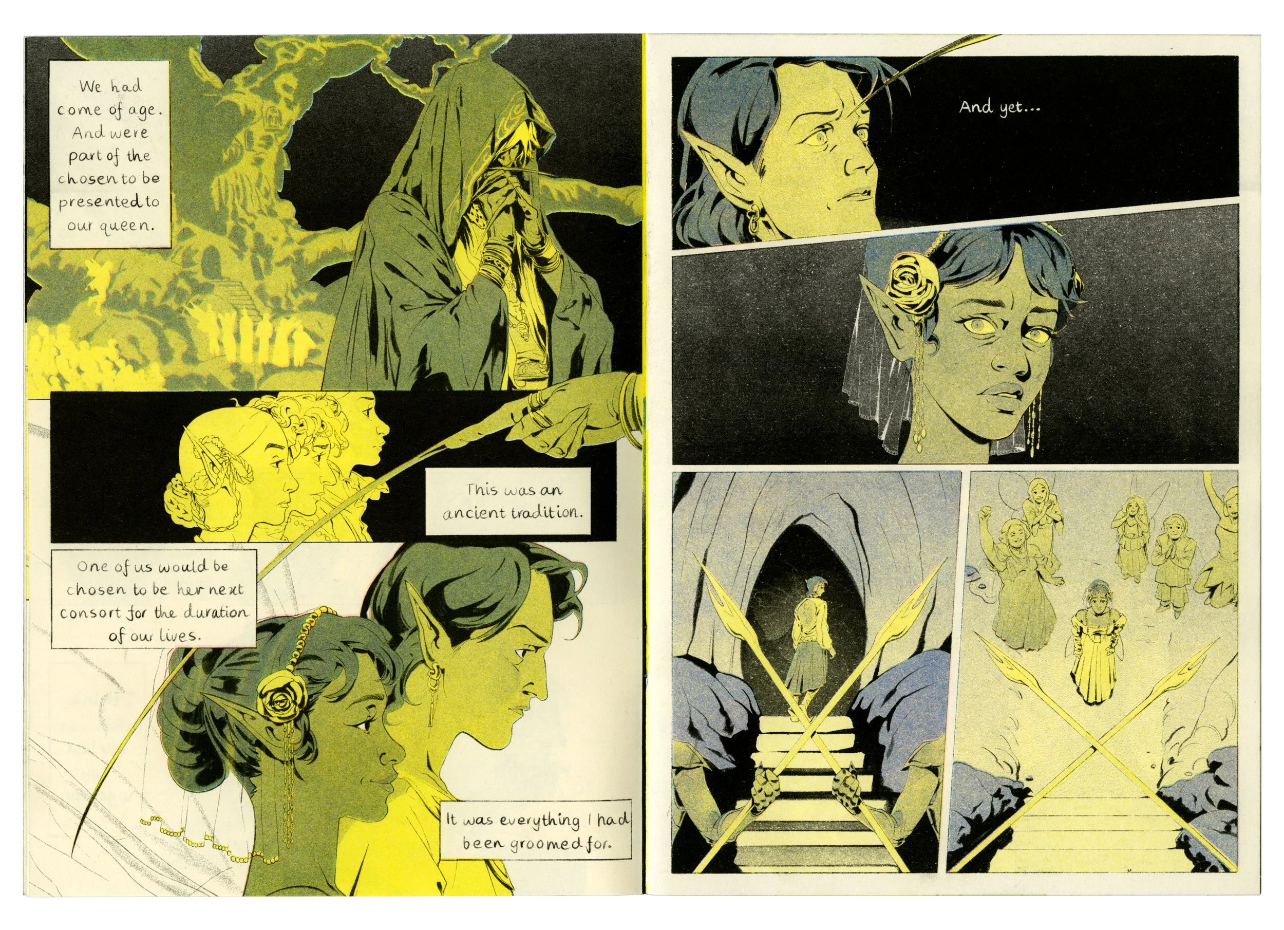 (Preview) Phantasm is a 22-page romantasy about diving into someone's dreams when it's the only way left to reach them.

Riso Printed using 4 colors.