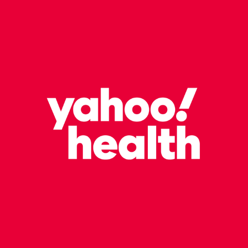 Yahoo! Health logo on a red background.