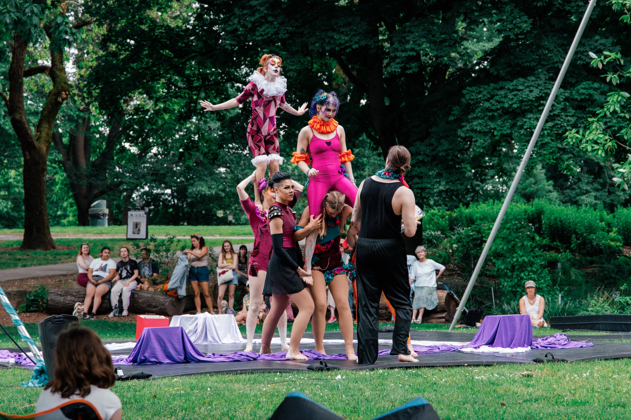 Group acro lift with Destiny on Kenzie's shoulders.