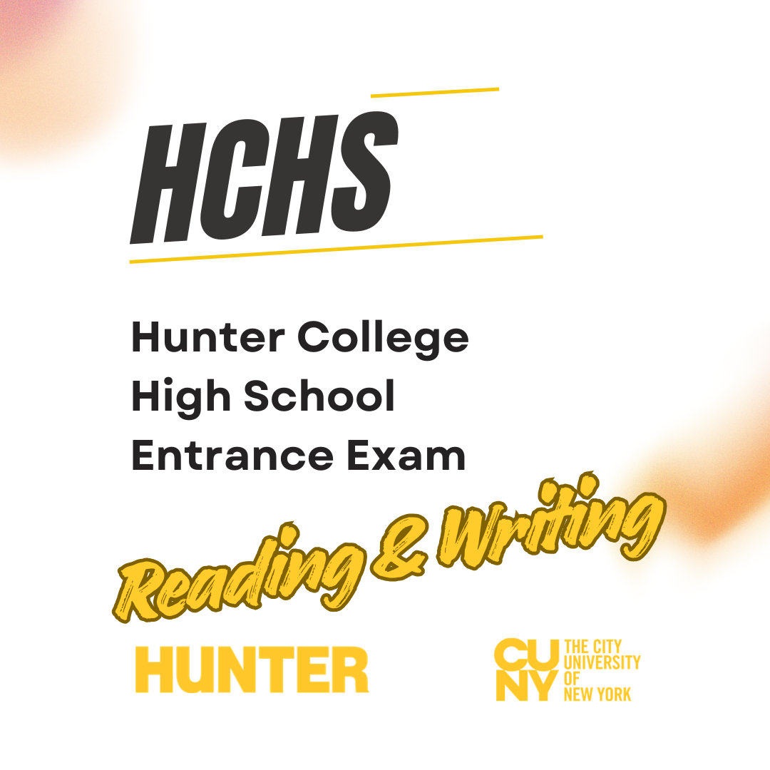 Product cover for Hunter College High School entrance exam, focusing on reading and writing.