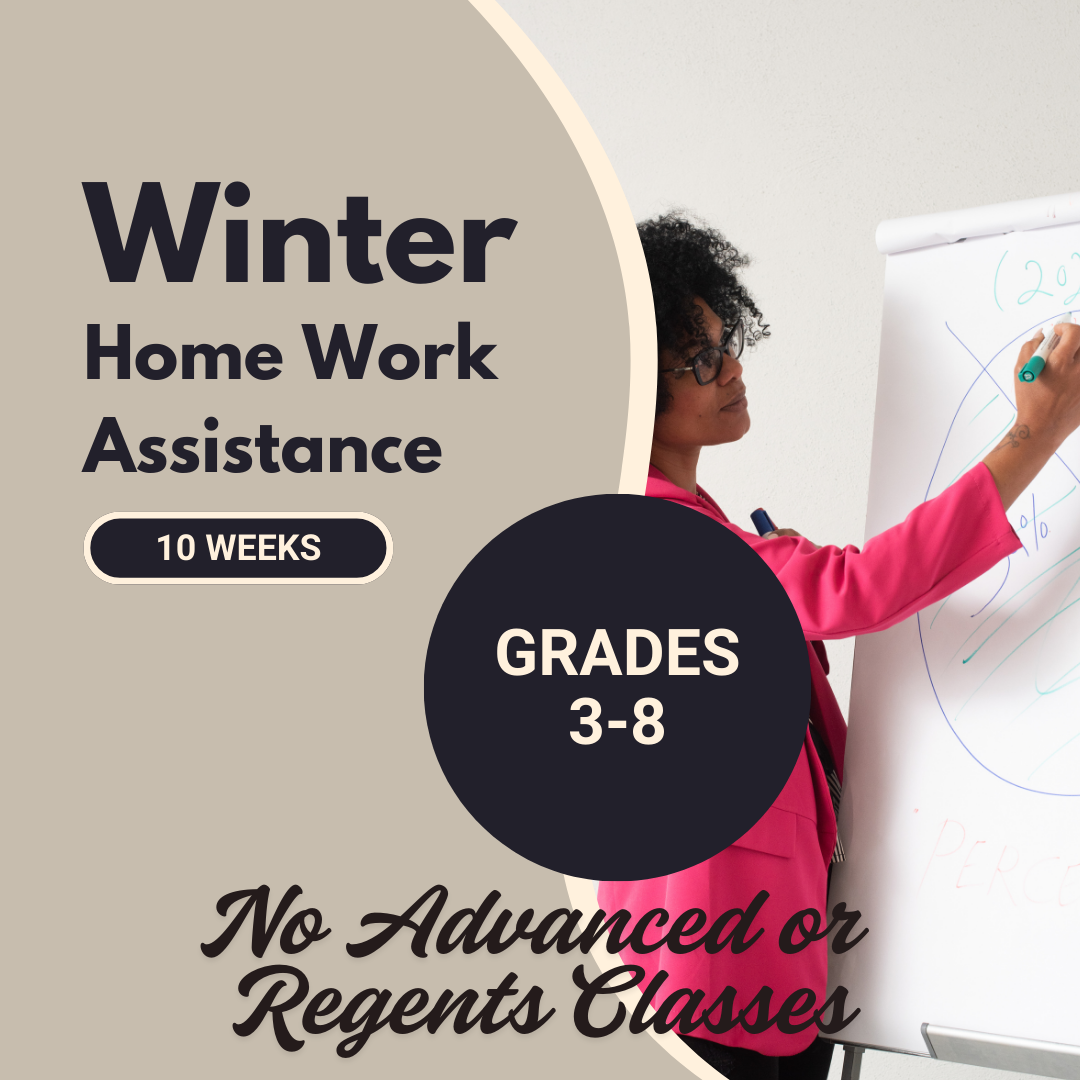 Winter Homework Assistance 2027 for 10 Weeks, Grades 3-8 No Advance or Regents Classes