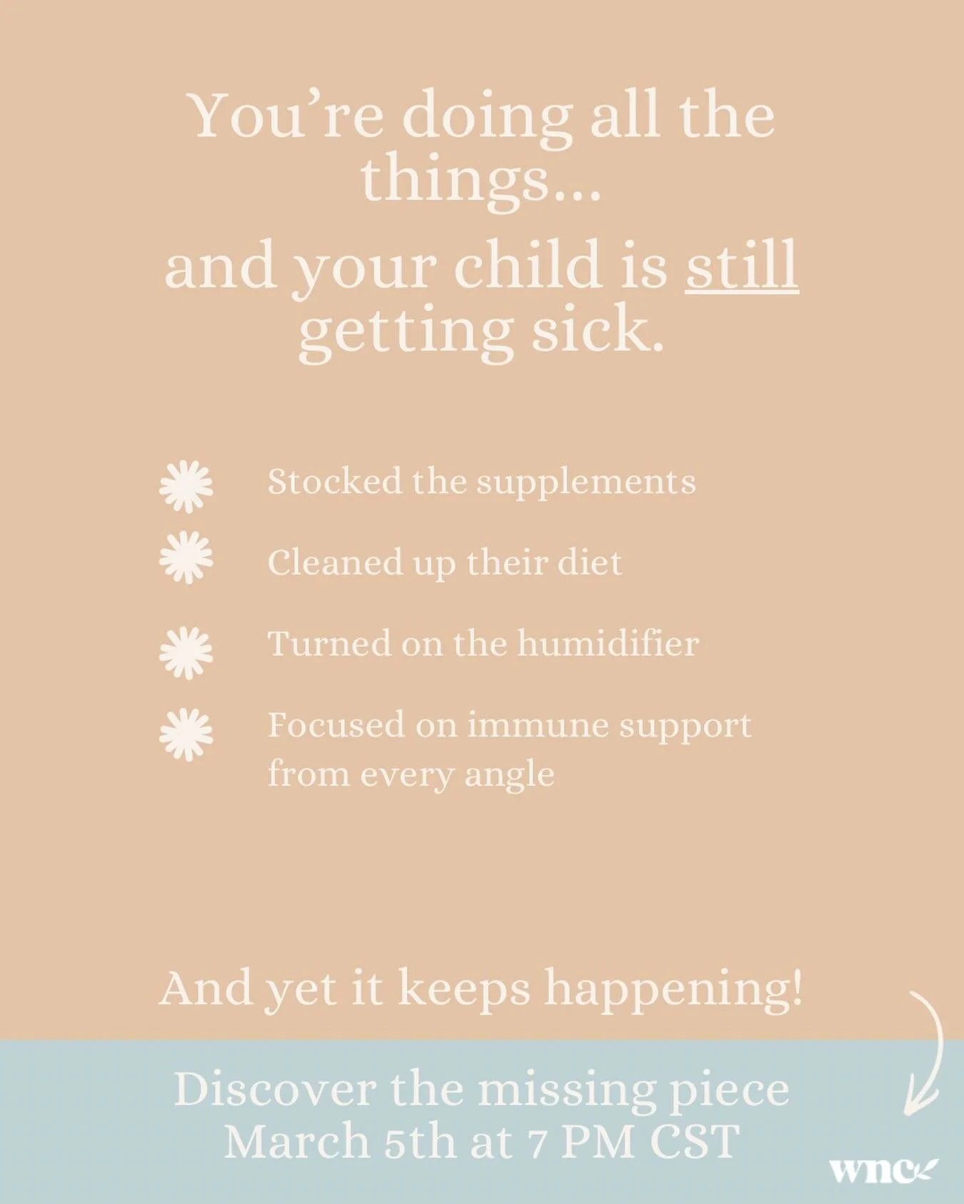 You&rsquo;re doing all the things&hellip;
And your child is still getting sick.
You&rsquo;ve stocked the supplements.
Cleaned up their diet.
Turned on the humidifier.
Focused on immune support from every angle.
And yet it keeps happening.
Another col